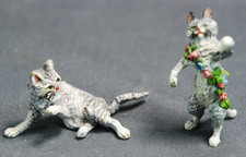 Original WIENER BRONZE   Miniatur Figuren  2 KATZEN im Spiel  um 1970