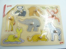 Steckpuzzle Zootiere GOKI 9-teilig bunt Holz NEU Formspiel mehrfarbig