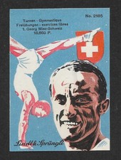 Lindt & Sprungli Nr. 2185 Turnen Goldmedaille Schweizer Georg Miez, Berlin 1936