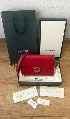 Gucci umhängetasche leder rot - gucci,