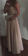 Christian Koehlert Paris, Abendkleid, Creme Mit Pailletten, gold, 36, wie neu