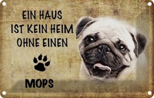 Blechschild 12x18 cm Mops Hund