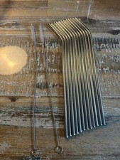 12 Strohhalme Edelstahl mit 2 Reinigungsbürste selten benutzt Cocktail Zubehör