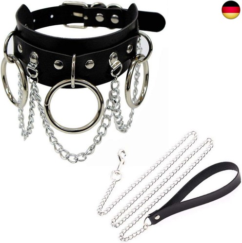 Breit lederhalsband halskette - breit,