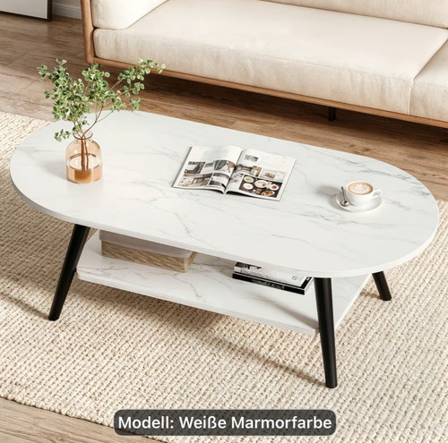 Ovaler couchtisch marmor optik - ovaler,