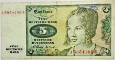 5 Mark 1960 Banknoten BRD Papiergeld Geldschein echt gelaufen