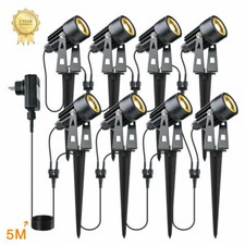 8er Set Gartenstrahler mit Erdspieß LED Gartenleuchte Gartenbeleuchtung Außen