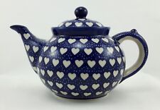 B-Ware Bunzlauer Keramik Teekanne,  Kanne für 1,3Ltr. Tee, Herzen (C017-SEM)