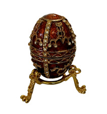 Vintage Faberge Ei Schmuckei Kästchen rot gold Trinket Box Ornament Dekor