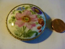 Wunderschöne Alte  Porzellan Brosche    Handgemalt   Feldblumen golden gefasst
