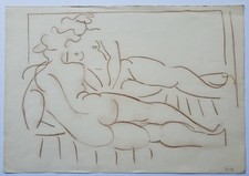 Zeichnung Kreide Pastell Akte Liegend Edvard Frank Nachlass Signiert