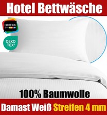 Hotelbettwäsche 100% Baumwolle Damast Streifen 4mm Weiß Bettgarnitur Kissenbezug