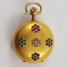 Prunk Taschenuhr Paul Dittisheim in 14ct Gold - Diamant Saphir Rubine & Smaragde