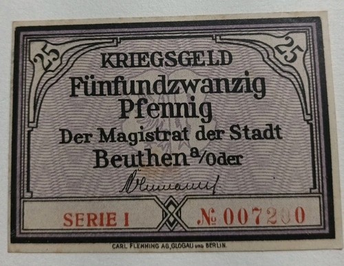Beuthen stadt 25 pfennig - 25,