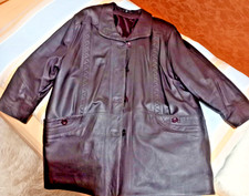 Dunkelbraune Damen Lederjacke - Gr. 54 - Lammleder - Kurzgröße