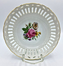 Krone Royal Porzellan Obstschale Durchbruchschale mit Goldrand 20,5 cm