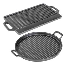 Gusseisen Grillplatte Rund oder Eckig Grillpfanne BBQ Grill Platte Guss