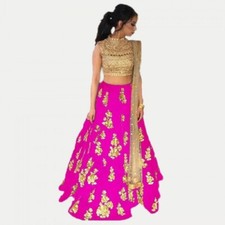 Fashnixy Pink Satin Lehenga