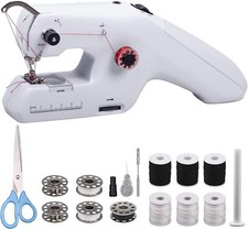 Echte Mini-Handnähmaschine mit Ober- und Unterfaden, USB & Batterien DE