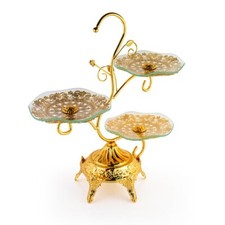 3-Stöckige Etagere Servier Platte Serviertablett Gebäck Pralinen de Luxe HM1499