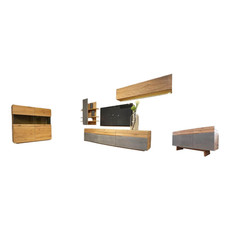 Voglauer Wohnwand Opus Wildeiche Rustiko Akzent Beton Inklusive Highboard 