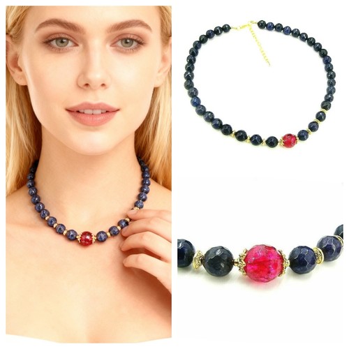 Saphir halskette kette rotem - halskette,