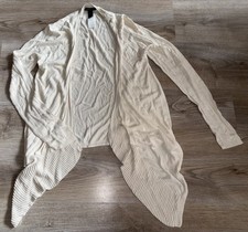 Mango Damen Strickjacke Cardigan offen Strick Beige L