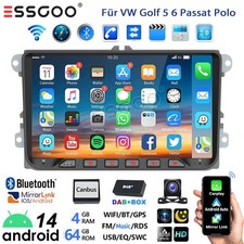 DAB+ 4+64G Android 14 Carplay Autoradio GPS Für VW GOLF 6 Touran EOS Tiguan Polo