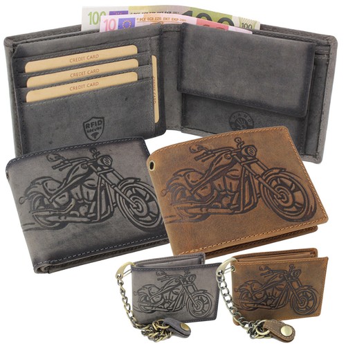 Leder biker portemonnaie - leder,