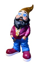 Gartenzwerg Rocker Goldmütze lustig cool handbemalt wetterfest groß Dekofigur