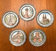 5 Zinnuntersetzer mit Keramik