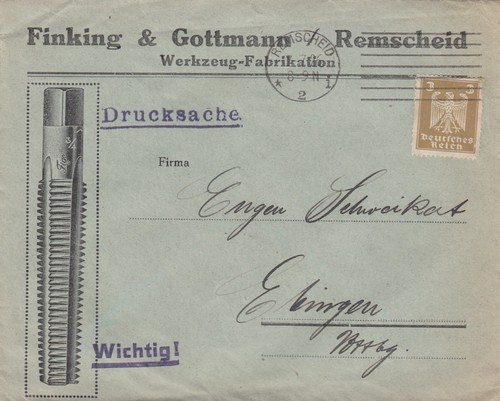 Remscheid briefumschlag 1926 - briefumschlag,