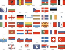 56 Länder Flaggen Sticker Set