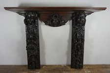 Großes Historismus Regal Wandregal Kirsche geschnitzt Wein Bachus Putti 