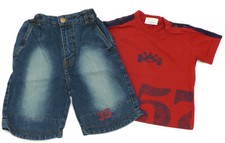 2tlg Jungen-Set CIDDY Long-Bermuda Jeans-Hose VROOM & DREESMANN T-Shirt - Gr. 80
