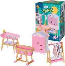 BABY born Minis Playset Möbelset mit Kleiderschrank, Kleiderstange, Stubenwagen