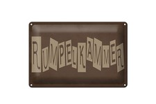 Blechschild 12x18cm gewölbt Rumpelkammer braunes Deko Geschenk Schild