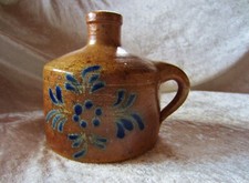 Öllampe oder Vase, Keramik ohne Docht mit Griff, kleiner Krug, Handbemalt