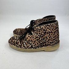 Clarks Originals Damen Leopardenmuster Leder Wüstenstiefel Ponyhaar UK 5D Knöchel