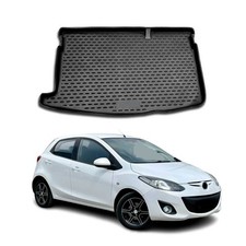 Kofferraummatte Kofferraumwanne für Mazda 2 2007-2014 Gummi TPE Schwarz
