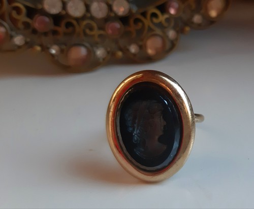 Vintage damenring mit onyx - vintage,