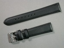 echt Leder Uhrenarmband Schwarz Seidenmatt 18mm stabile Edelstahlschliesse 7476