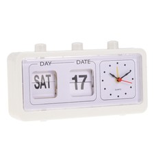Retro Table Auto Flip Clock Nicht tickende Kalenderuhr mit Tag Datums Anzeige