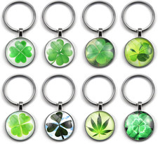 8 Stück Vierblättriges Kleeblatt Schlüsselanhänger Glücksbringer Dekoration