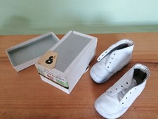 Baby Schuhe, Elefanten, Gr. 21, weiß, 60er Jahre, true vintage, Dachbodenfund