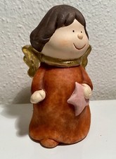 Trend Design Engel terrakotta m. Gold aus Ton Weihnachtsengel Weihnachten