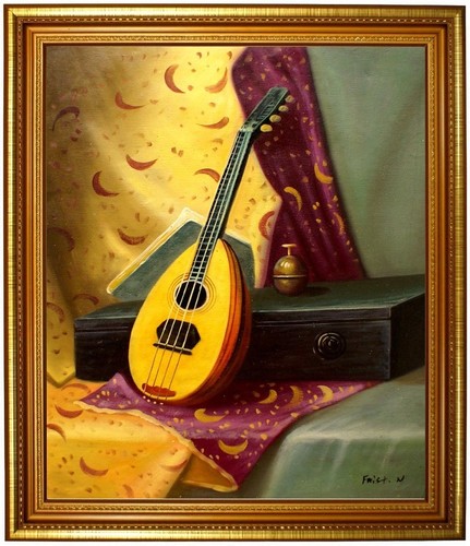 ölbild stillleben mandoline - Ölbild,