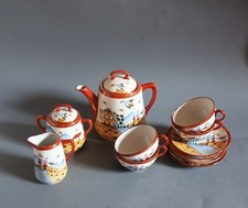 Altes Teeservice - Japan - Kranich - roter Rand mit Gold - seltene Bodenmarke