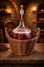 🍇 Weinballon + Weidenkorb +