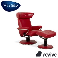 Stressless Jazz Leder Sessel Rot manuelle Funktion mit Hocker komfortabler